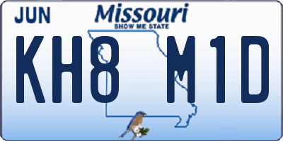 MO license plate KH8M1D