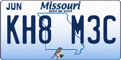 MO license plate KH8M3C
