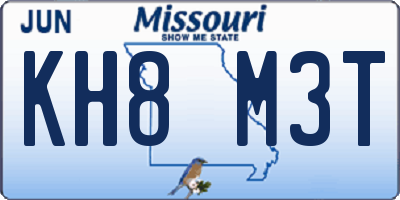 MO license plate KH8M3T
