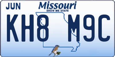 MO license plate KH8M9C
