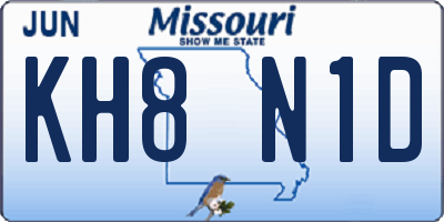 MO license plate KH8N1D