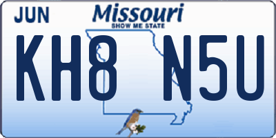 MO license plate KH8N5U