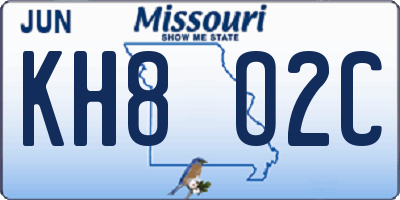MO license plate KH8O2C