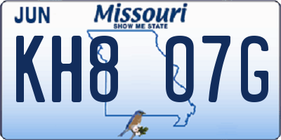 MO license plate KH8O7G