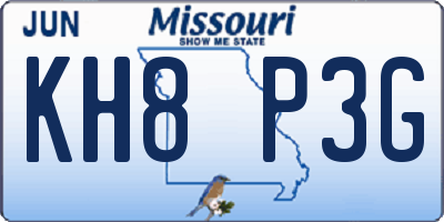 MO license plate KH8P3G