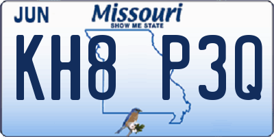 MO license plate KH8P3Q