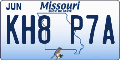 MO license plate KH8P7A