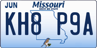 MO license plate KH8P9A