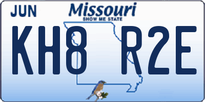 MO license plate KH8R2E