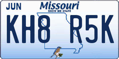 MO license plate KH8R5K