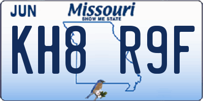 MO license plate KH8R9F