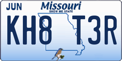 MO license plate KH8T3R