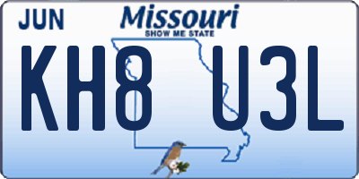 MO license plate KH8U3L