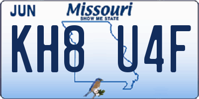 MO license plate KH8U4F