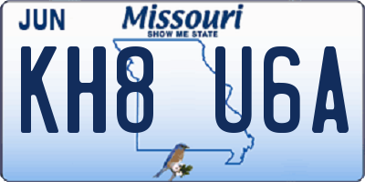 MO license plate KH8U6A