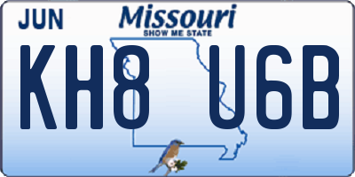 MO license plate KH8U6B