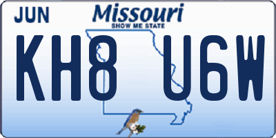 MO license plate KH8U6W