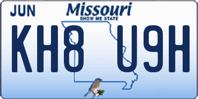 MO license plate KH8U9H