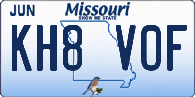 MO license plate KH8V0F