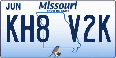 MO license plate KH8V2K