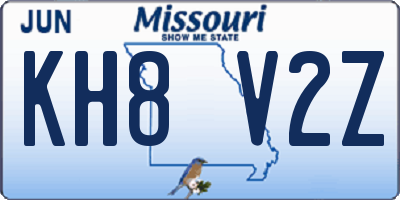 MO license plate KH8V2Z