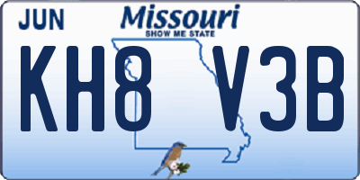 MO license plate KH8V3B