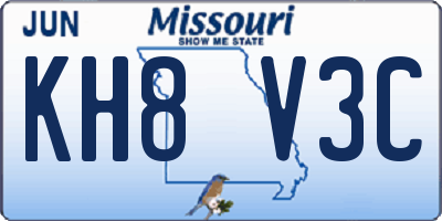MO license plate KH8V3C