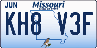 MO license plate KH8V3F