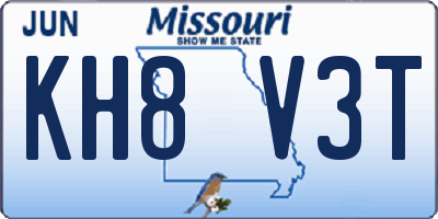 MO license plate KH8V3T