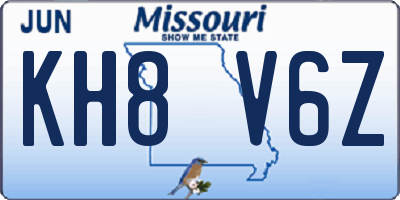 MO license plate KH8V6Z