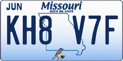MO license plate KH8V7F