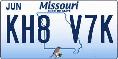 MO license plate KH8V7K