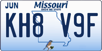 MO license plate KH8V9F