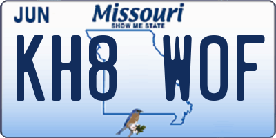 MO license plate KH8W0F