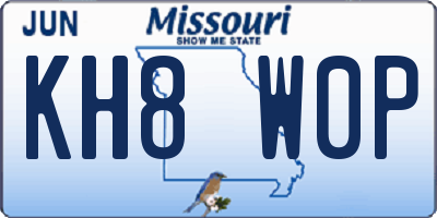 MO license plate KH8W0P