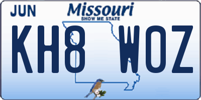 MO license plate KH8W0Z