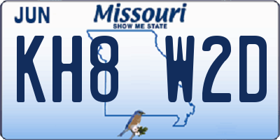 MO license plate KH8W2D
