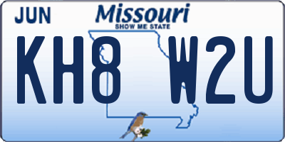 MO license plate KH8W2U