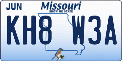 MO license plate KH8W3A