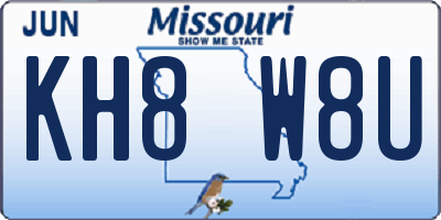MO license plate KH8W8U