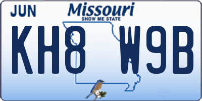 MO license plate KH8W9B