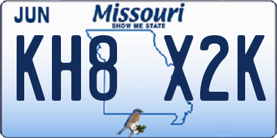 MO license plate KH8X2K