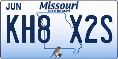 MO license plate KH8X2S