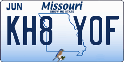 MO license plate KH8Y0F