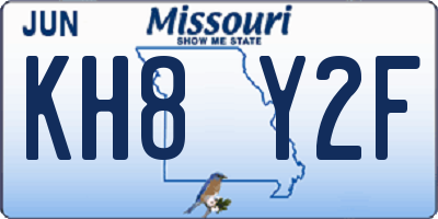 MO license plate KH8Y2F