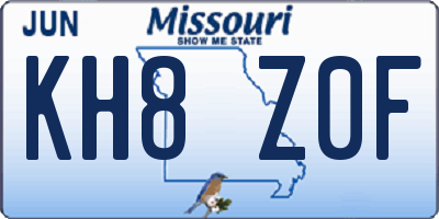 MO license plate KH8Z0F