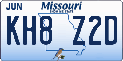 MO license plate KH8Z2D