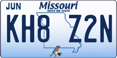 MO license plate KH8Z2N