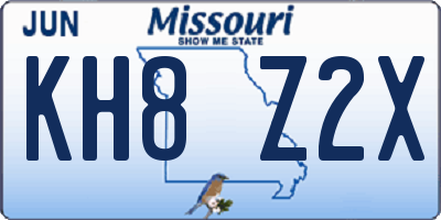 MO license plate KH8Z2X