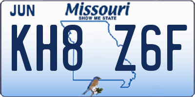 MO license plate KH8Z6F